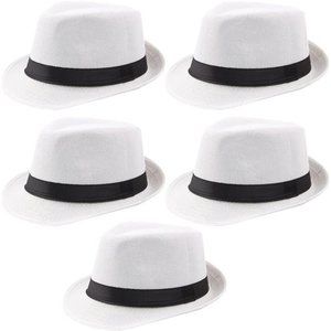 5 Pack Short Brim Fedora Classic Summer Beach Sun Hat Panama Cap for Men Women